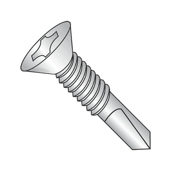 Newport Fasteners Self-Drilling Screw, 1/4"-20 x 3 in, Zinc Plated Steel Flat Head Phillips Drive, 1000 PK 622400-1000 - main
